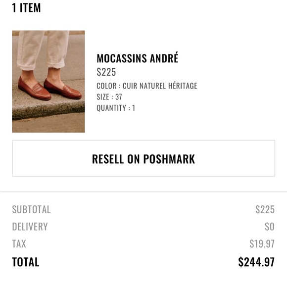 Sézane André Loafters Natural Heritage Leather Size US 6.5 (FR Size 37) - Picture 15 of 15